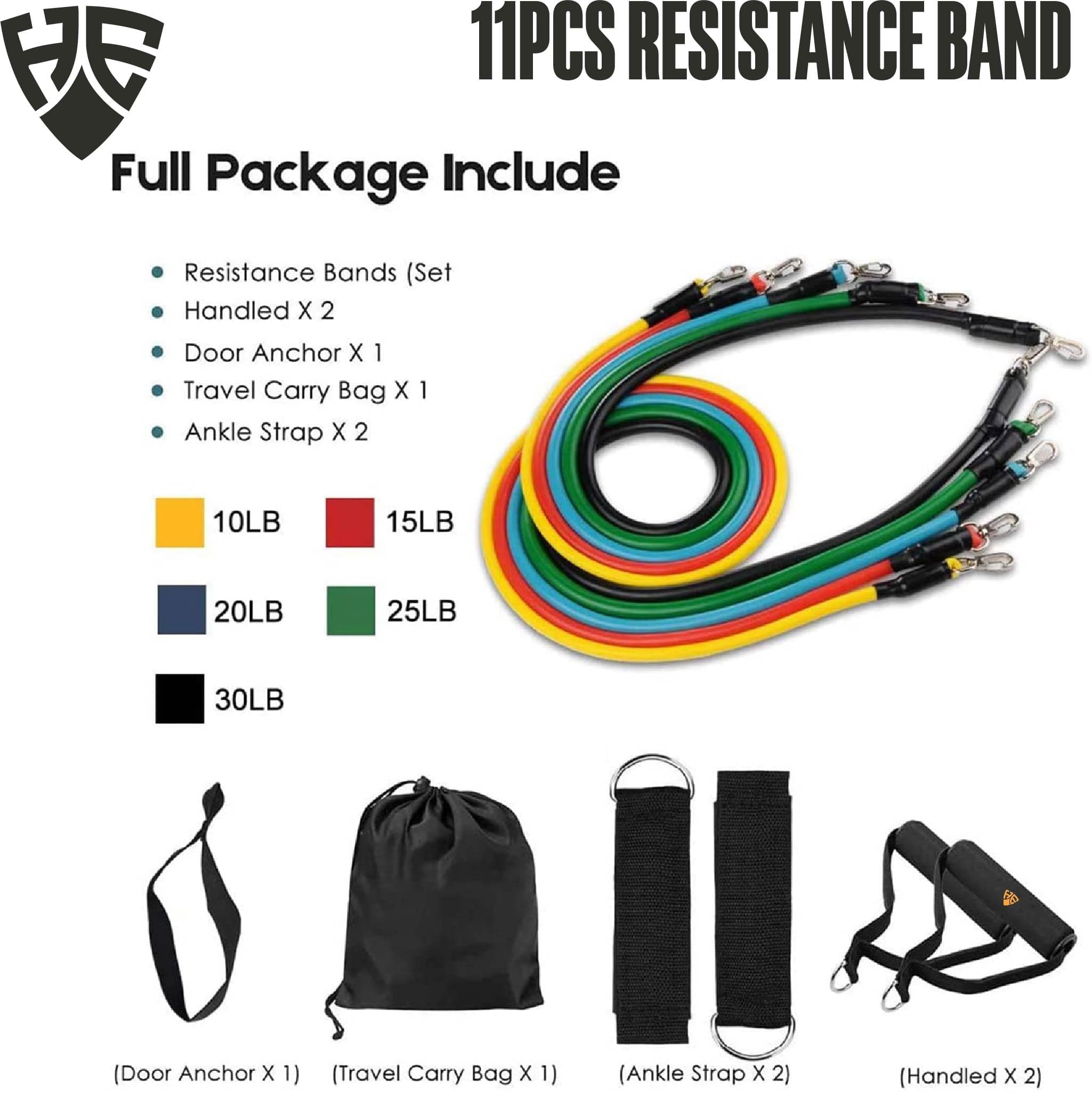 Eleven Pieces Fitness Resistance Bands
